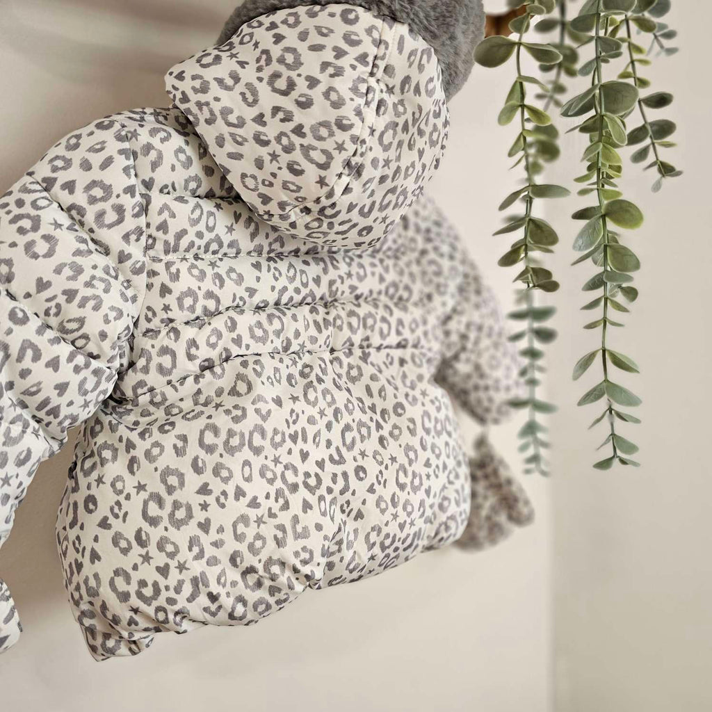 George Grey Leopard Puffer Jacket with Mitts