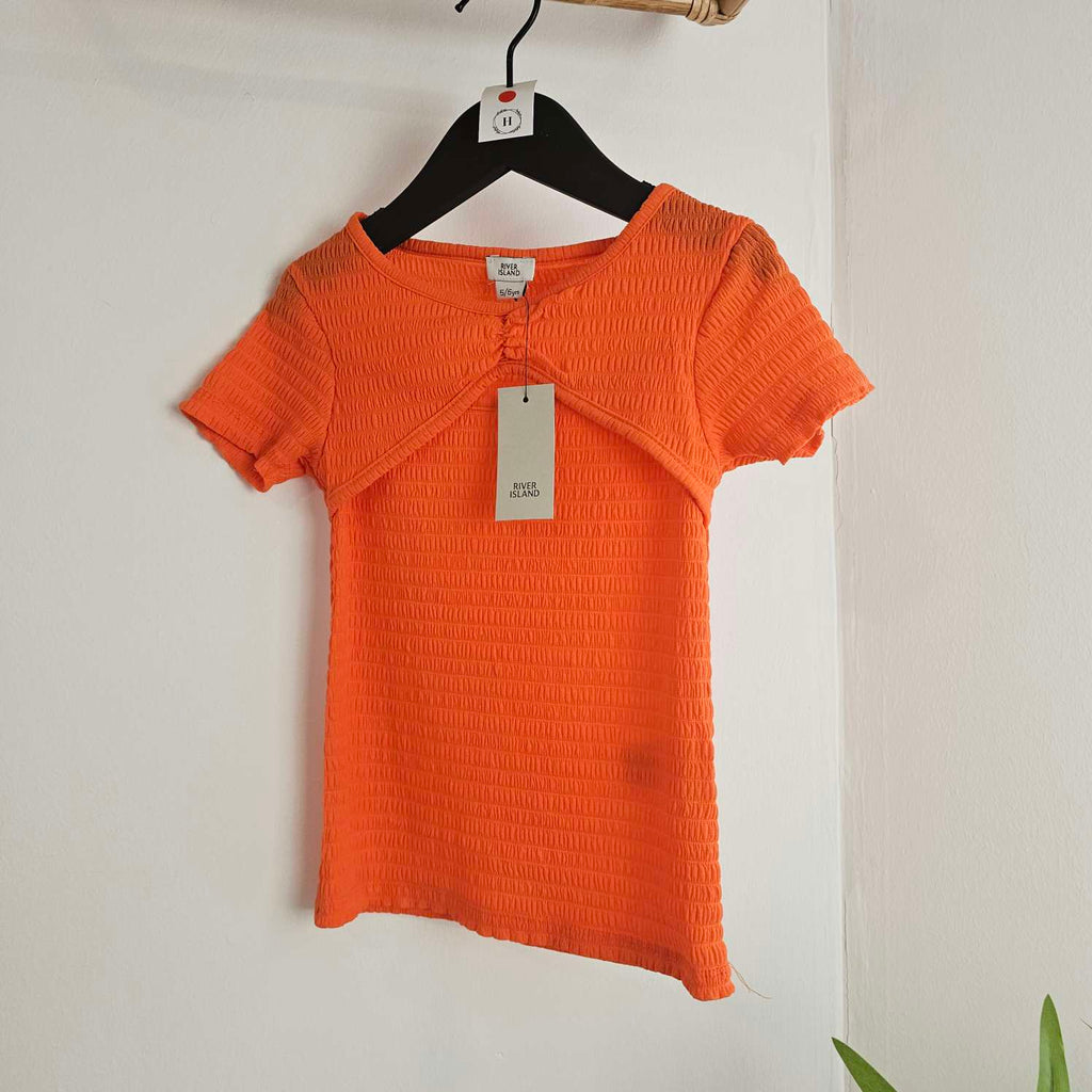 River Island Orange Ruched Top