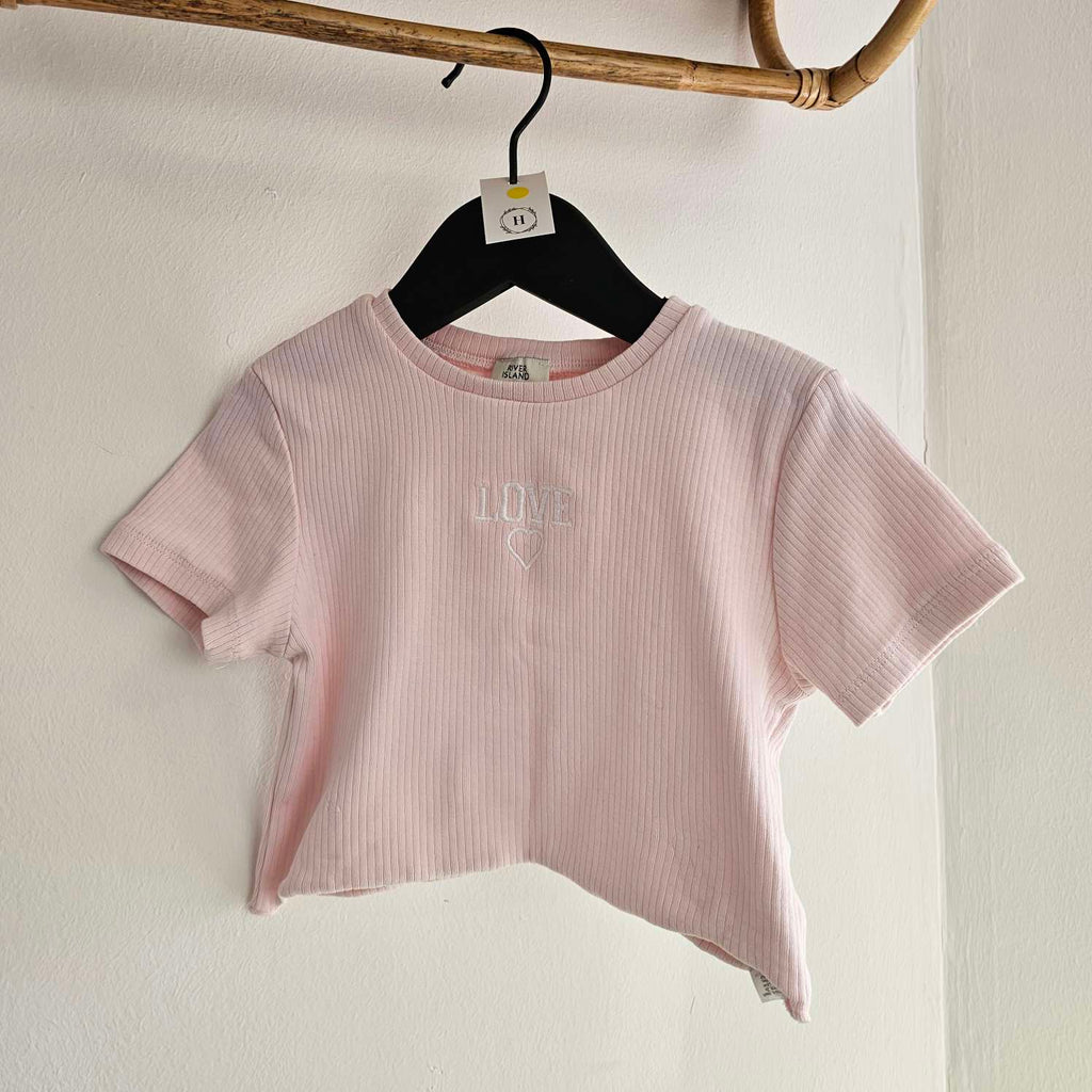 River Island Cropped Pink Rib Tshirt