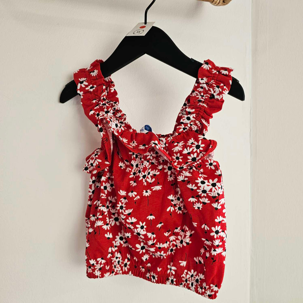 Mayoral Red Print Ruched Top