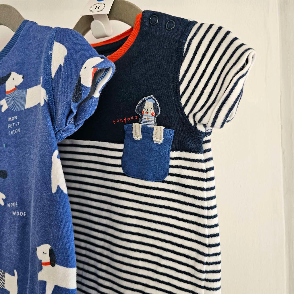 Mothercare 2 Pack Blue Summer Rompers