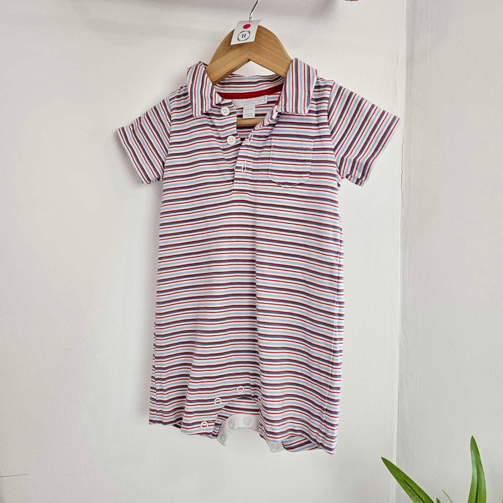 The Little White Company Stripe Polo Romper